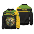 Fashion Brazil National Emblem 3D Print Jacket For Mens Clothing Street Hip-hop Zip Up Coat Loose Chaquetas Hombre Women Jackets