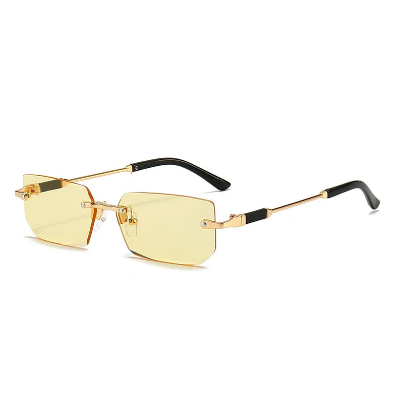 Trendy Rimless Sunglasses for Men Women Luxury design Rectangle Frame Sun Glasses Retro Shades Summer Traveling Eyewear UV400