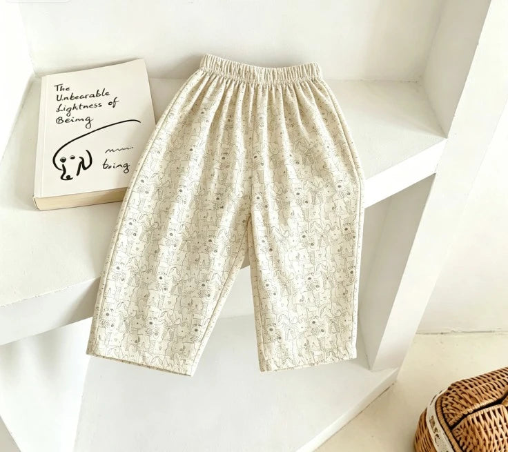 Kids Year Round Printed Pants Lightweight Cotton Trousers For Spring Summer And Autumn Bottoms Children Fashion Simple Pants