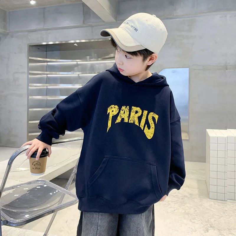 Fashion Casual Kids Autumn Hoodies For Boys Hip Hop Street Wear Sweatshirts Skateboard Children Pullover Cotton Tops With Hood