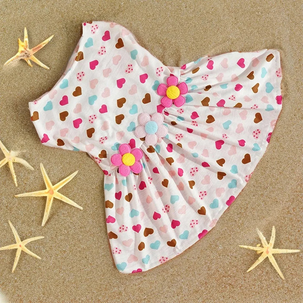 Cute Cartoon Pet Dress Spring Summer Puppy Clothes Dog Skirt Adorable Small Dog Clothing Chihuahua Yorkie Apparel Fashion Dress