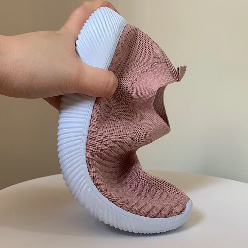 Knitted Sneakers for Women 2024 Autumn Slip on Breathable Mesh Casual Shoes Woman Flat Heels Plus Size Loafers Zapatos Mujer
