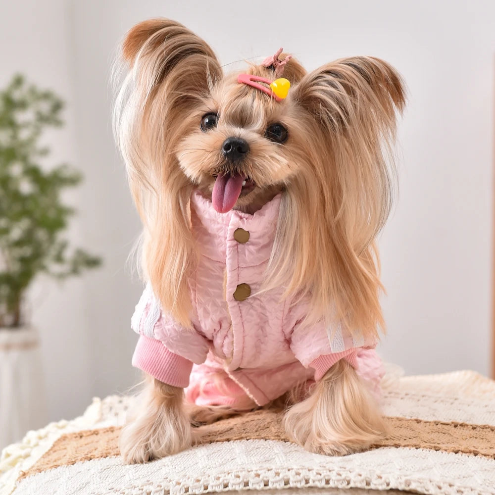Windproof Pet Lover Boy Girl Clothing For Small Dog Pink Blue Puppy Overall 4 Leg Jumpsuit Female Chest Warm Clothes Cat Apparel