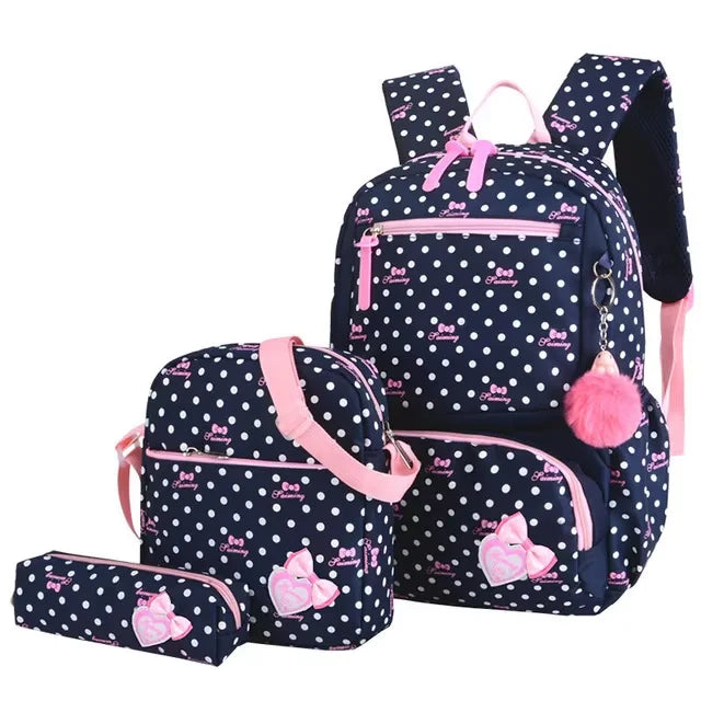 Bunnyfly 3pcs/Set Kids School Bag Backpack Set Fashion Lovely Children's Backpack for Girls Student Mochila Sac