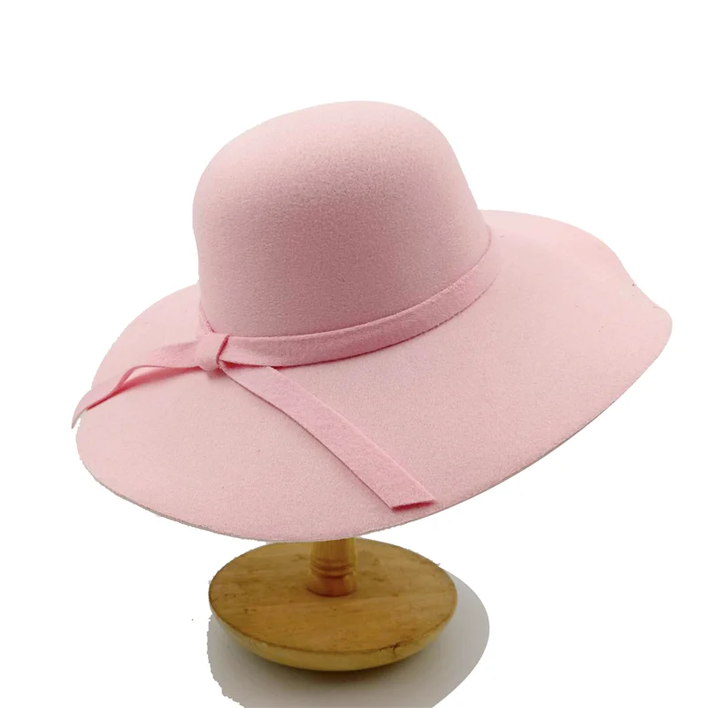 Women Hat  Autumn Winter Vintage Floppy Hat Women Elegant Felt Fedora Hat Wide Brim Sun Cap British Style Fedoras Felt Floppy