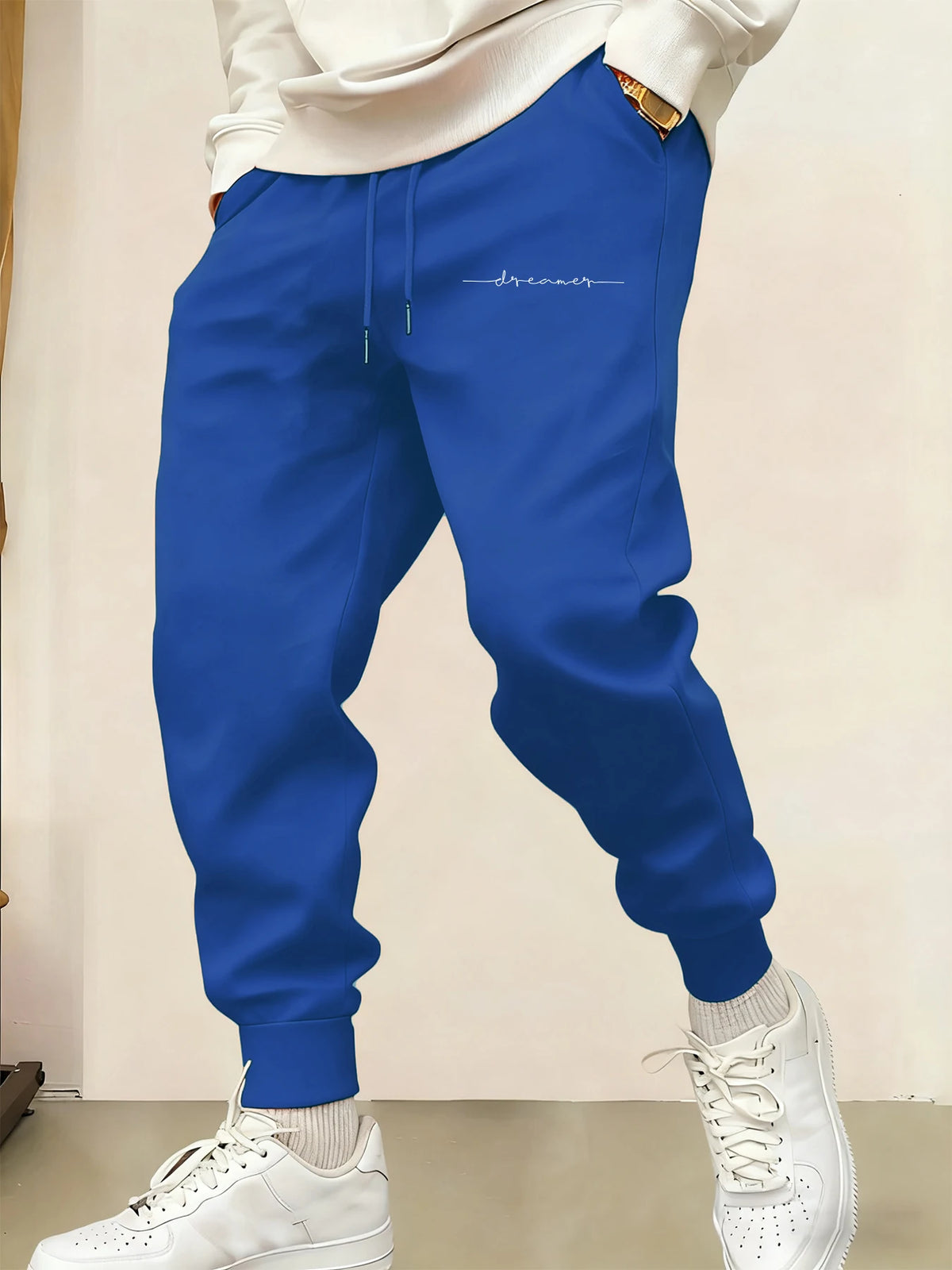 Cursive Fonts Creativity Prints Man'S Casual Long Pants Drawstring Sports Pant Warm Joggers Sweatpants Fleece 10 Colors Trousers