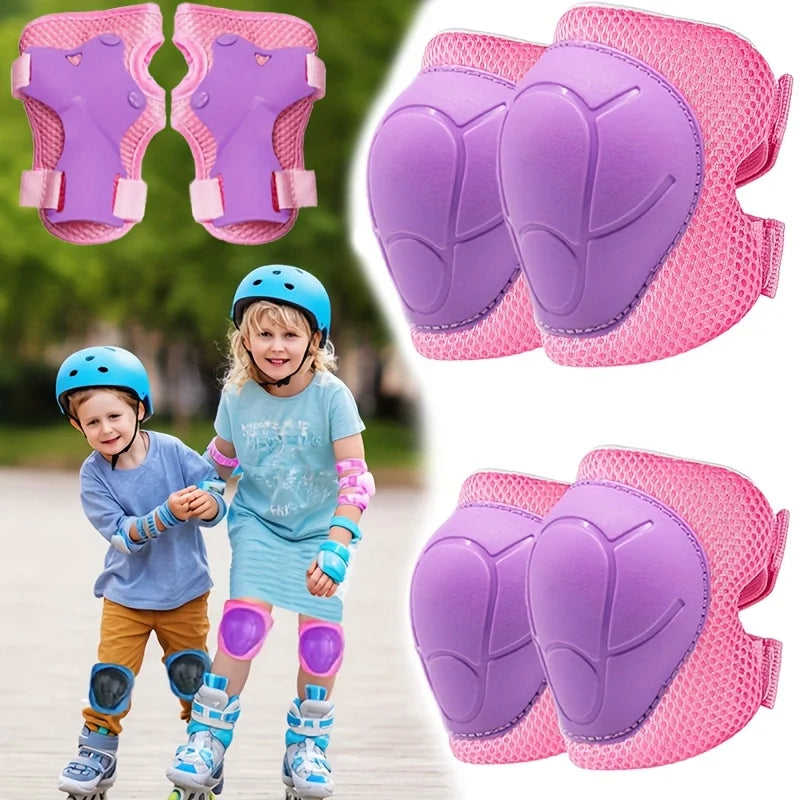 6pcs Kids' Sports Protective Gear Set for Ages 3-8 - Knee Pads, Elbow Guards, Durable PE Material, Shock Absorbent