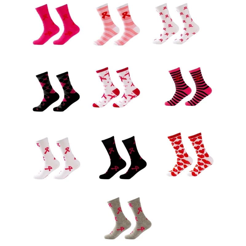 Womens Breast Cancers Awareness Socks,Soft Pink Ribbon Sport Socks Gifts
