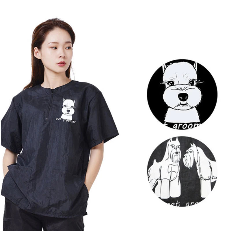 Pet Grooming Clothing Waterproof Pet Hospital Work Clothes Pet Stores Anti Hair And Anti-static Pet Groomer Smock Uniform Tops