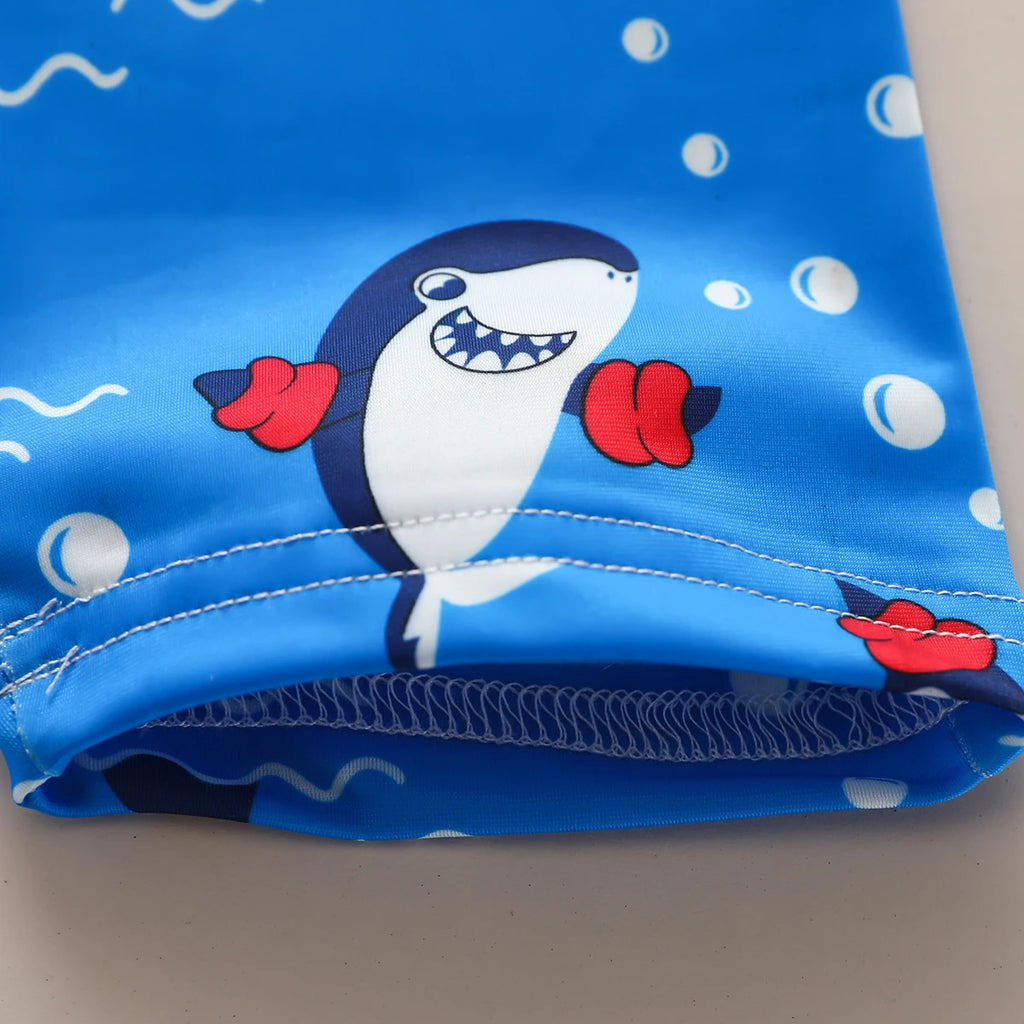 Kids Boys Summer Swimsuit Rash Guard Cartoon Animal Patterns Short Sleeve Zipper Swimwear Bathing Beachwear