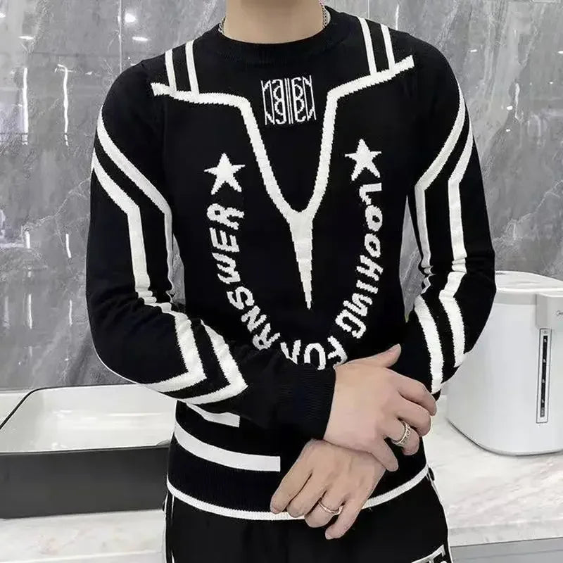 Knitted Sweaters for Men Korean Popular Clothes Fashion Knitwear Autumnr and Winter S Style Sweat Shirt Designer Pullover Man