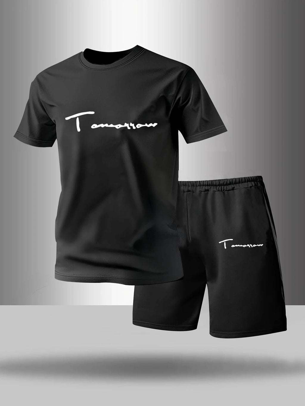 Two Piece Men's Pajamas for Spring Summer Autumn Winter Short Sleeved Shorts Fashionable Letter Pattern Home Suit Set