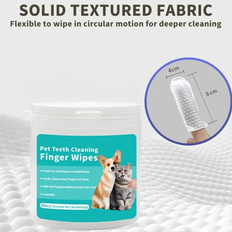 Pet Teeth Cleaning Products, Disposable Finger Toothbrush, Finger-Sleeve Wet Wipes, Oral Care For Dogs And Cats