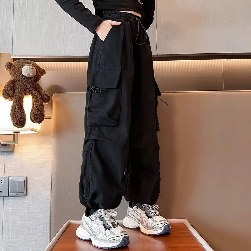 Kids Hip Hop Joggers Pants Teenage Straight Baggy Sweatpants Girls Streetwear Cargo Trousers Spring Vintage Casual Pants