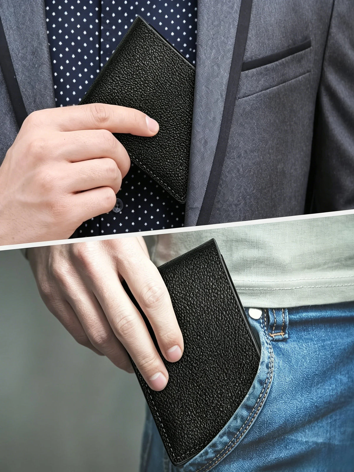 Slim Wallet for Men, Front Pocket Bifold Credit Card Holder, Scratch-Resistant PU Leather with Card Slots & ID Window