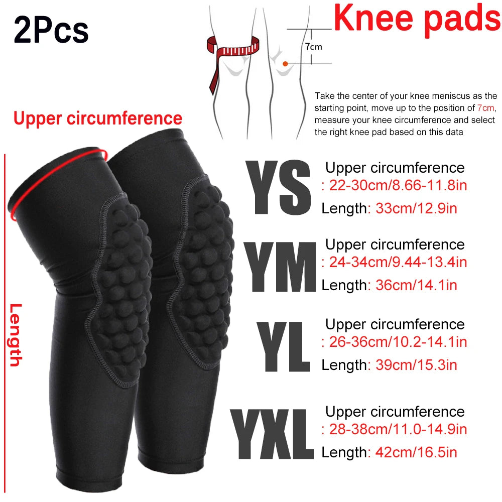 2Pc Kids/Youth 5-15 Year Sports honeycomb Compression Knee Pad/Elbow Pad Guards Protective Gear for Basketball Baseball,Football
