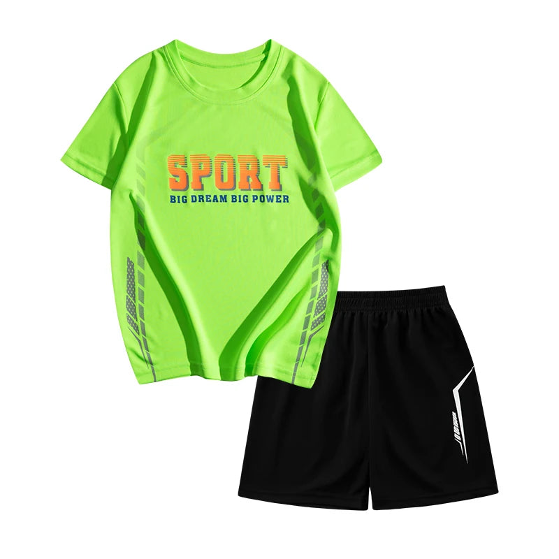 Dubbped Kids Running Clothes Sets Boys Football Jersey Short Sleeve Children Sports Training Uniforms Soccer Jerseys 2-piece Set