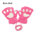 Children Cat Gloves Fashion Boys Girls Cat Claw Paw  Mittens Warm Soft  Short Fingerless Half Finger Winter Gloves