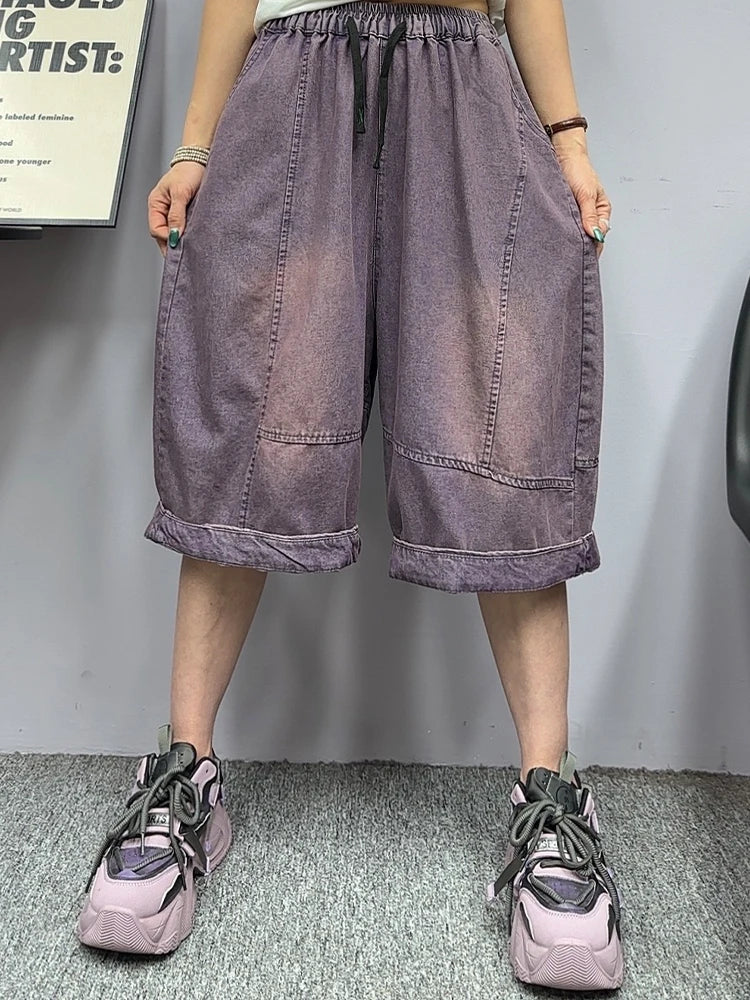 Amax LuluE 2026 Casual Womens Summer Fashion Jeans Loose Vintage Denim Pants Females Luxury Classic Elastic Waist Solid Trousers