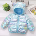2-6 Years Boys Girls Cotton Hooded Jacket Autumn Winter Fashion Dazzle Colour Shiny Coat Thick Warm Zipper Outerwear for Kids