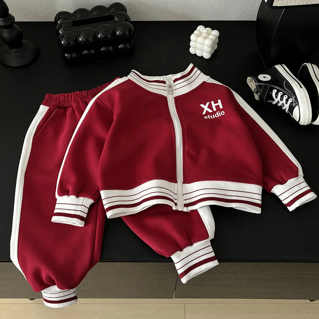 New Boys Suits Baby Girls Long-Sleeved Clothing Sets Kids Letter Coat Sweatpants 2Pcs Children Fashion Outfits Autumn Sportswear