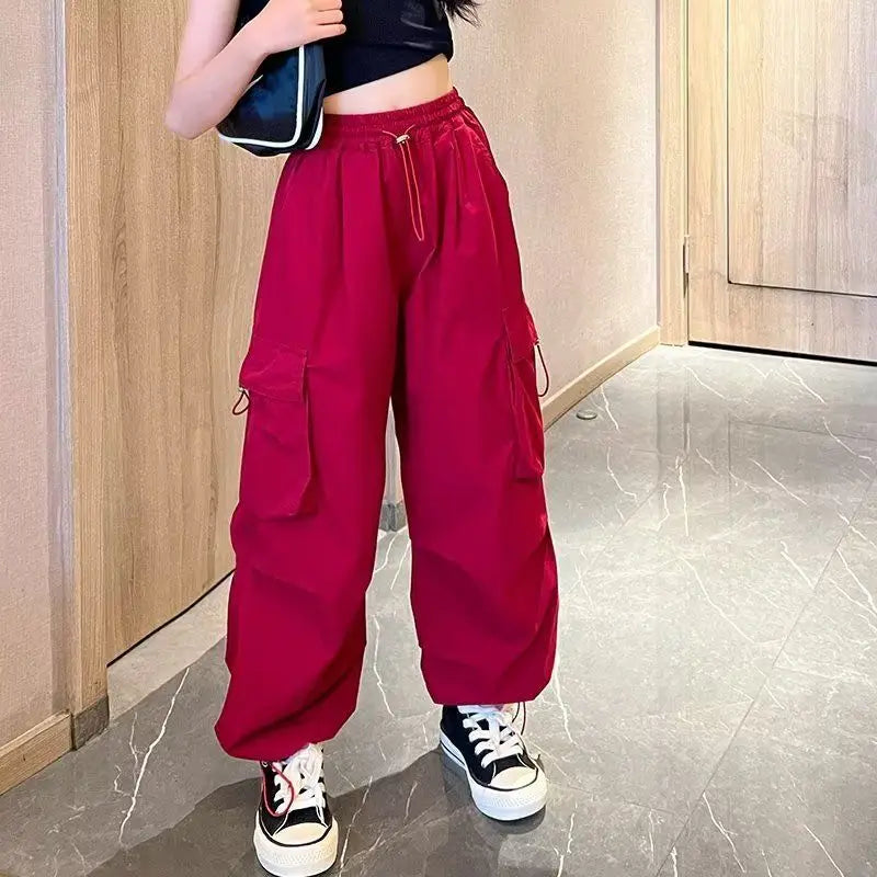 Kids Hip Hop Joggers Pants Teenage Straight Baggy Sweatpants Girls Streetwear Cargo Trousers Spring Vintage Casual Pants