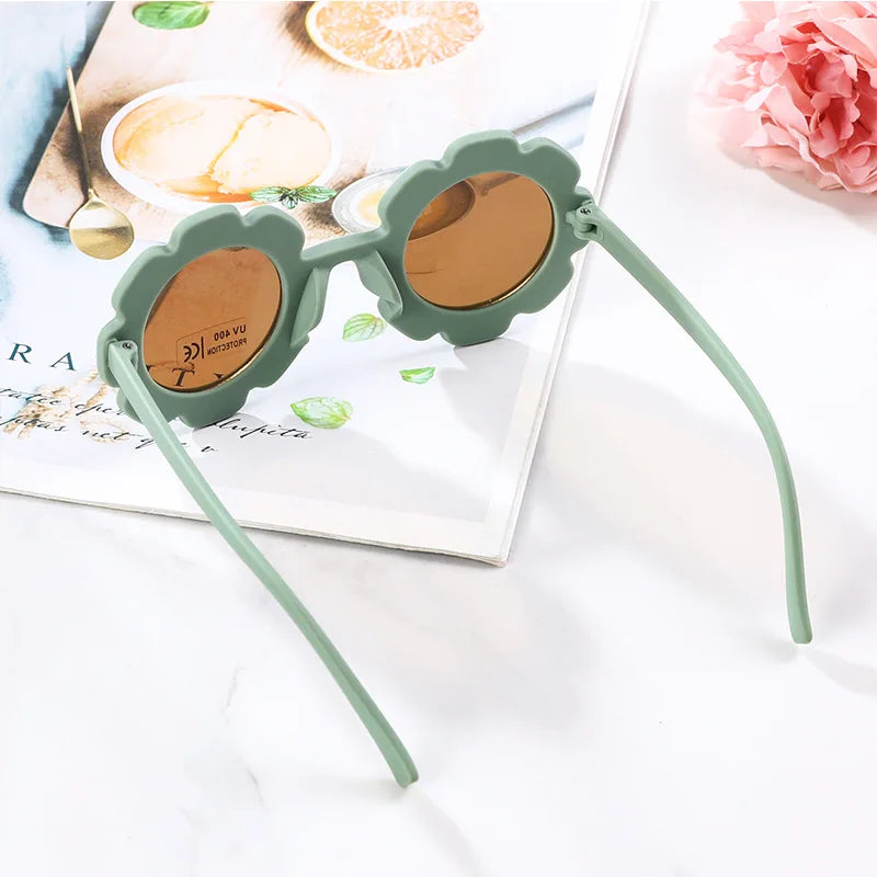 2-10 Years Children Sunglasses Sun Flower Round Cute Kids Sun Glasses for Boys Girls UV400 Protection Baby Lovely Candy Eyeglass