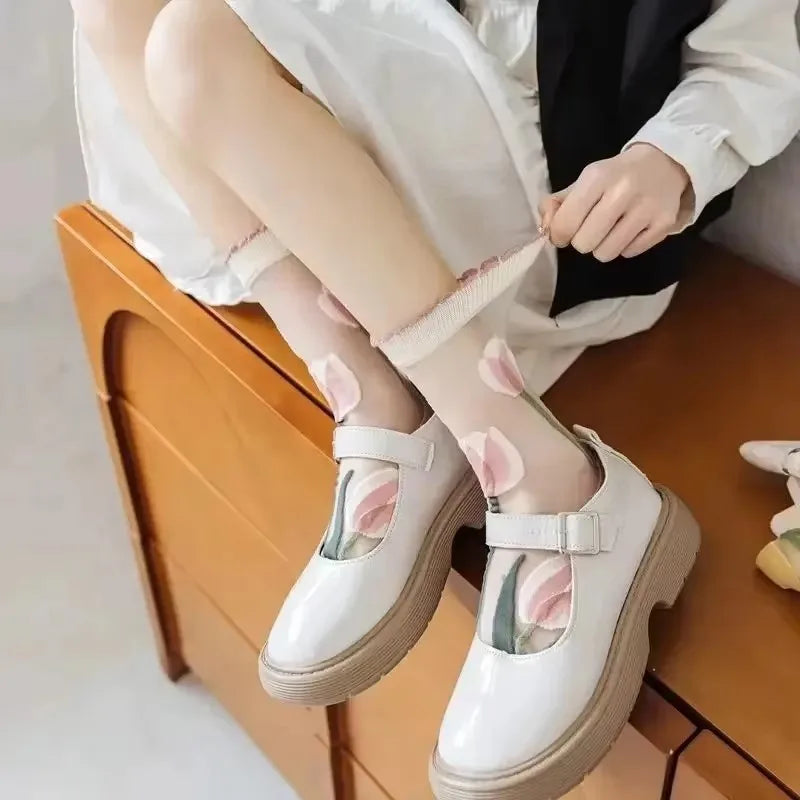 Fashion Sock for Women Summer Breathable Trendy Casual Women's Socks Cute Fashion Korean Style Transparent Lace Sweet