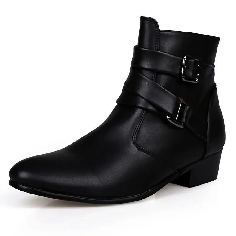 Brand Men's Boots Designer British Style Men Chelsea Boots High-top Buckle Strap Formal Shoes High Quality Men Motorcycle Boots