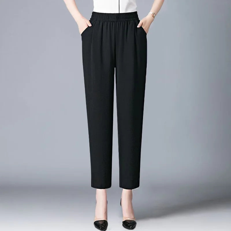 Ice Silk Cotton Linen Harem Pants Women's Summer Thin High Waist ular Carrot Casual Dad Pants 2025  Color Women's Pants