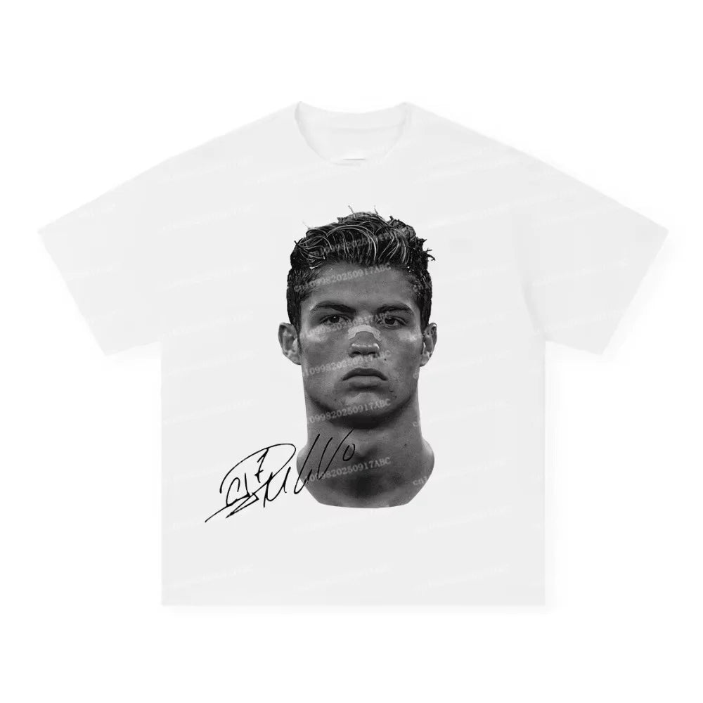 Kid T-thirts Cristiano Ronaldo Pure Cotton American-style Streets Both Sexes Vintage Print Women Short-sleeved Kid T-shirt