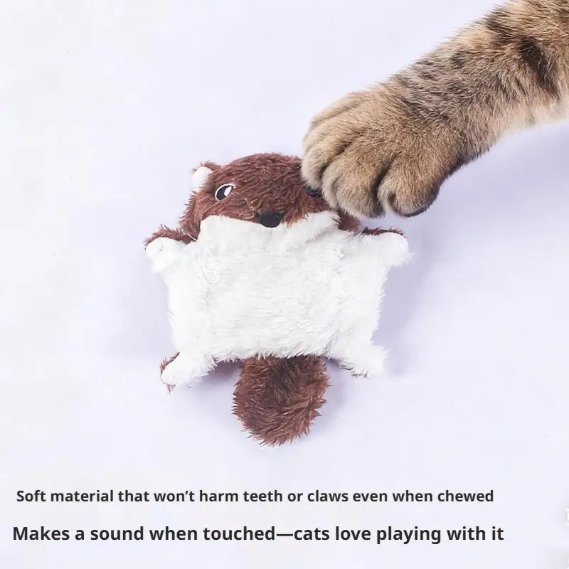 Pet Plush Toy Funny Plush Flying Squirrel Cat Toy Interactive Cat Teaser Toy for Chewing Teething Puppy Pet Playtime