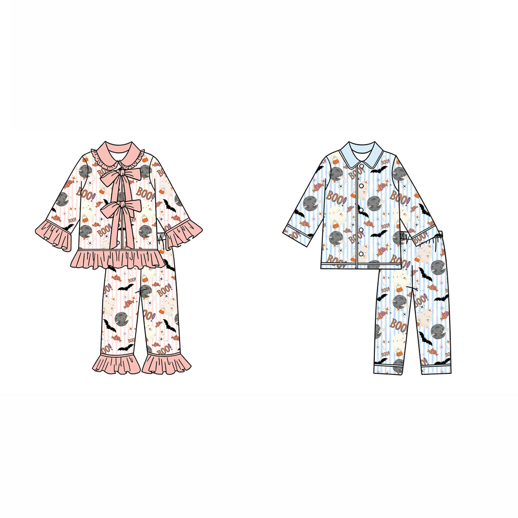 Wholesale Purple Children's Halloween Pajamas Kids Pumpkin Cany Set Boys Girls Clothing
