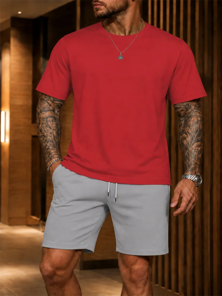 2026 New Men's Sportswear Short Sleeved T-shirt and Sports Shorts Summer Casual Jogging Pants Set Men's Two-piece Set