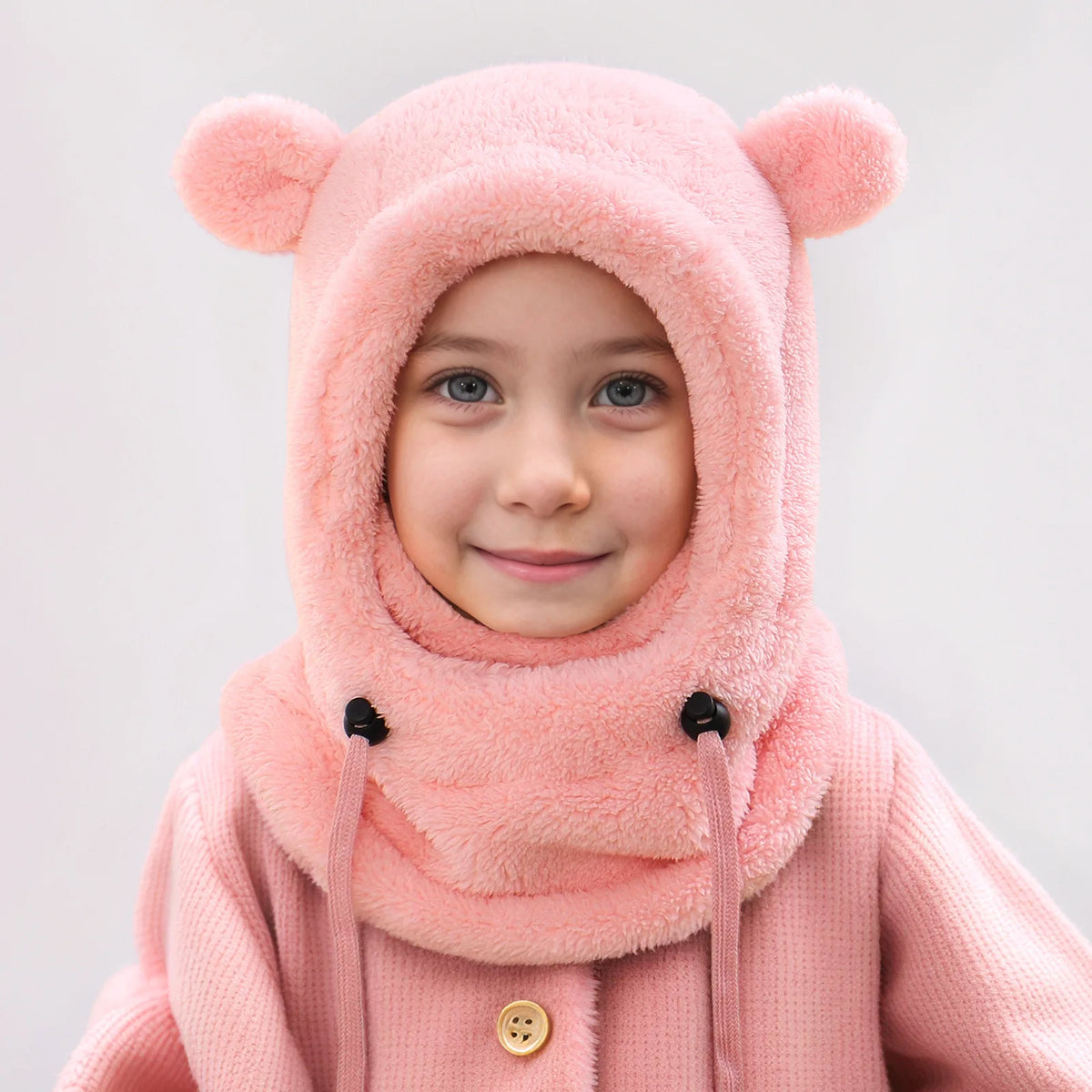 Children's Hats for 3-14 Years Old, Velvet Ear-Protecting Scarves for Boys in Autumn and Winter, One-Piece Hats