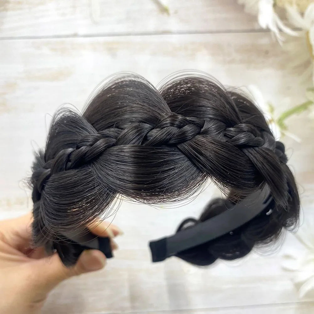 Women Wig- Headbands For Women Wide Fishbone Braids Hairbands Handmade Retro Head Hoop Hair Styling Headwear Accessories