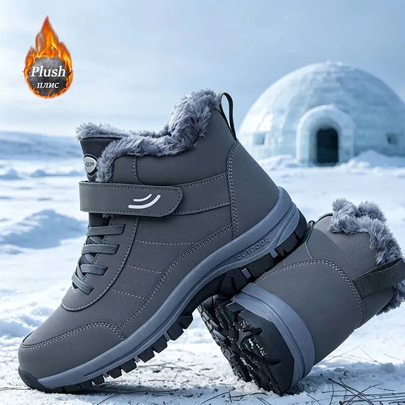Men Boots Winter Snow Boots Outdoors Man Plush Warm Causal Shoe Waterproof Men Boots Male Sneakers No Water Seepage Ankle Boots