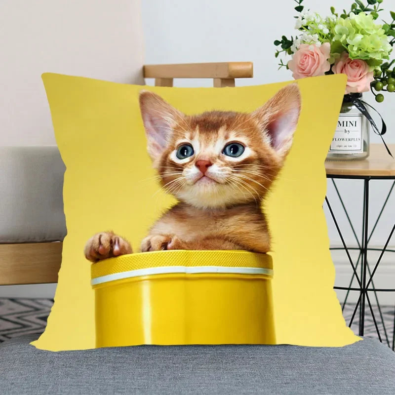 Cute Animal Bed Pillowcase for Car Sofa Home  Pet Cat Printed   Cushion Cover