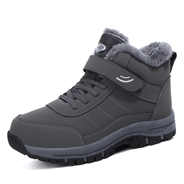 Leather Boots Men Women Shoes Waterproof Boot Man Plush Keep Warm Outdoor Ankle Boots Military Combat Boots Walk On Ice Sneakers