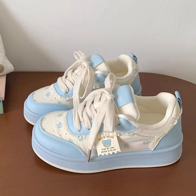 2025 New Women Sneakers Fashion Cute Ladies Causal Shoes Patchwork Non-slip Women's Sports Shoes with Bowknot Женская Обувь