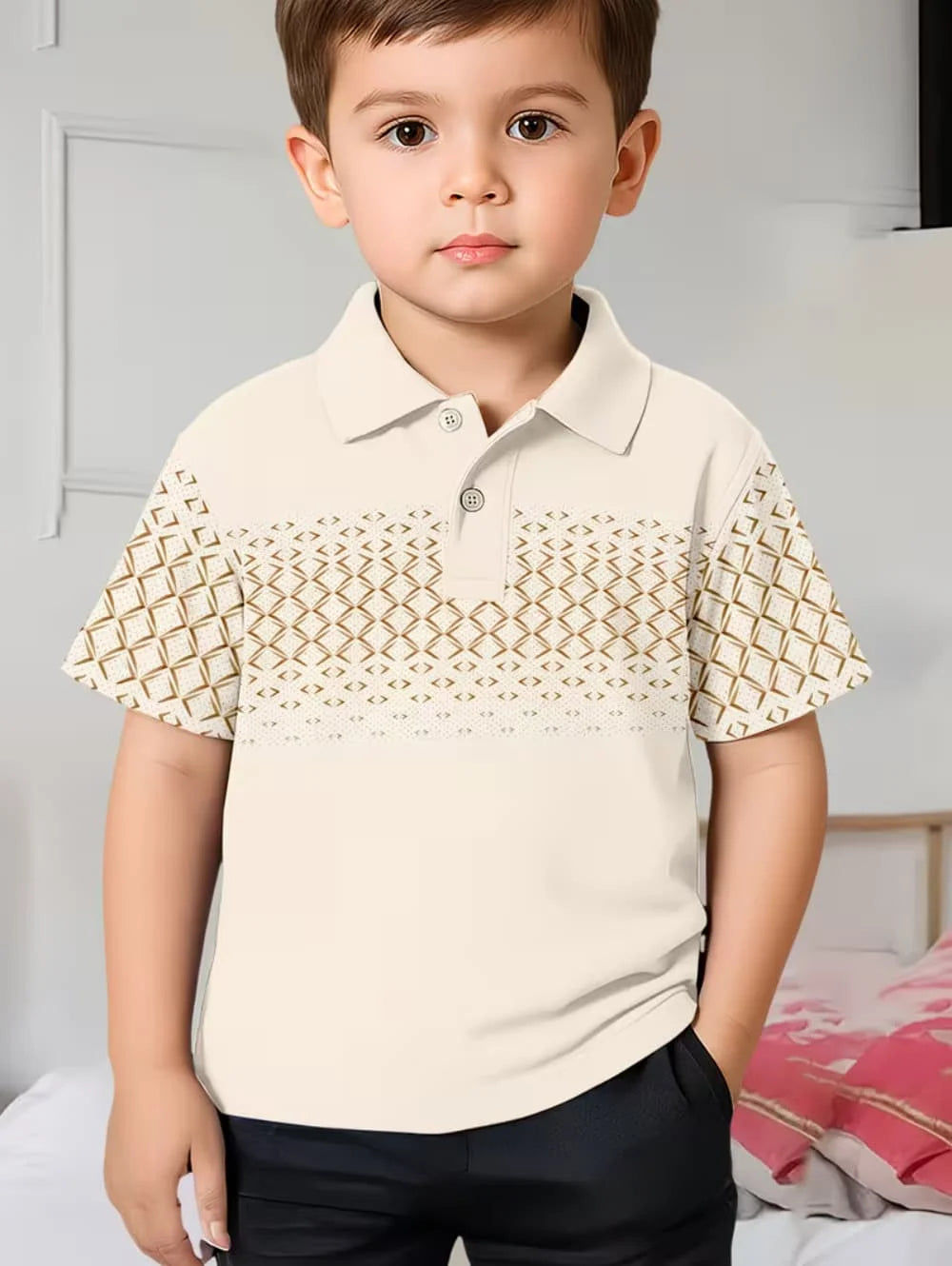 Kids Polo Shirts Striped Print Short Sleeve Polo Shirt for Boys Ummer Outdoor Casual Round Neck Fashion Boys Children's Clothing