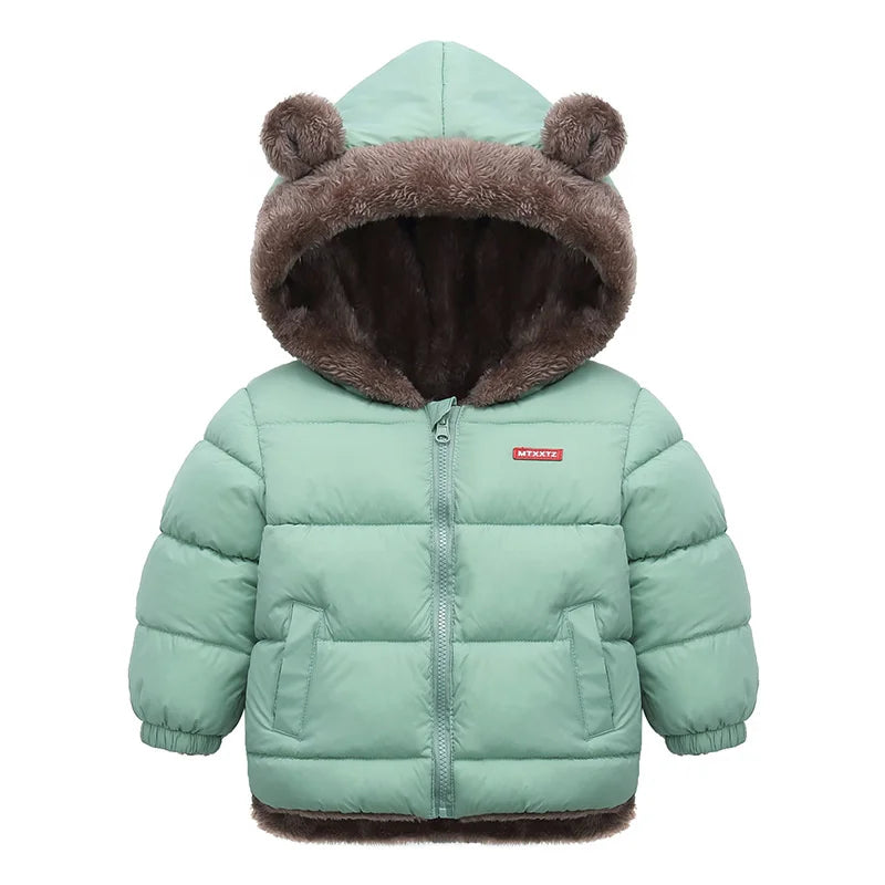 Kids Thick Warm Coats Winter Children's Fleece Hooded Jackets Cashmere Padded Snowsuit Boys Girls Cotton Outerwear 1-6 Years