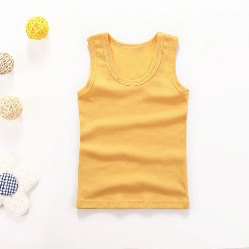 Kids Baby Boys Vests T-shirts Children Summer Vest Top Outfit Kid Boy Girl Solid Tops Clothes Cotton Tees Black Playsuits