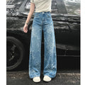 Women's Embroidered Floral Wide Leg Jeans High Waist Slim Fit Straight Cut Summer New Sle Thin Version Casual Denim Pants