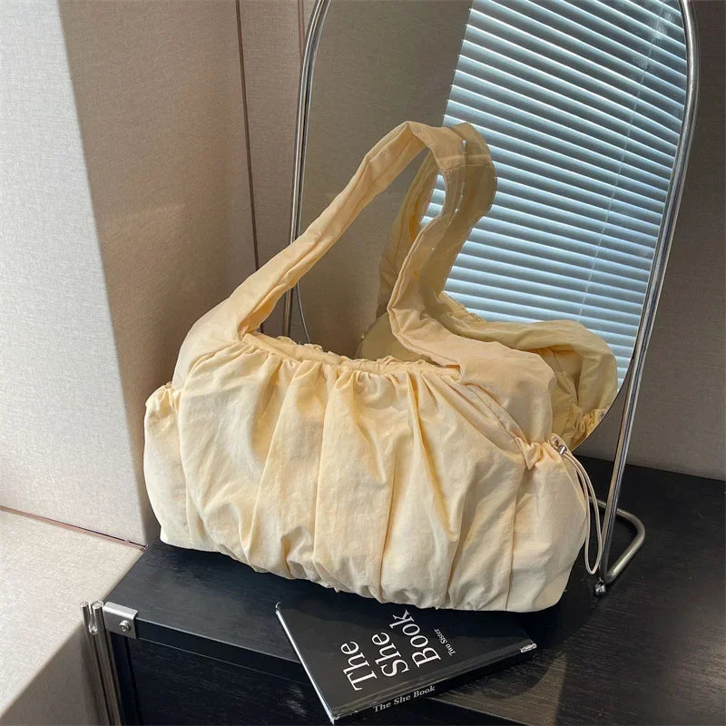 Nylon Cloth Bag Women Tote Bag Large Capacity Summer 2024 New All-Match Ins One-Shoulder College Student Class Bag Lady Handbag