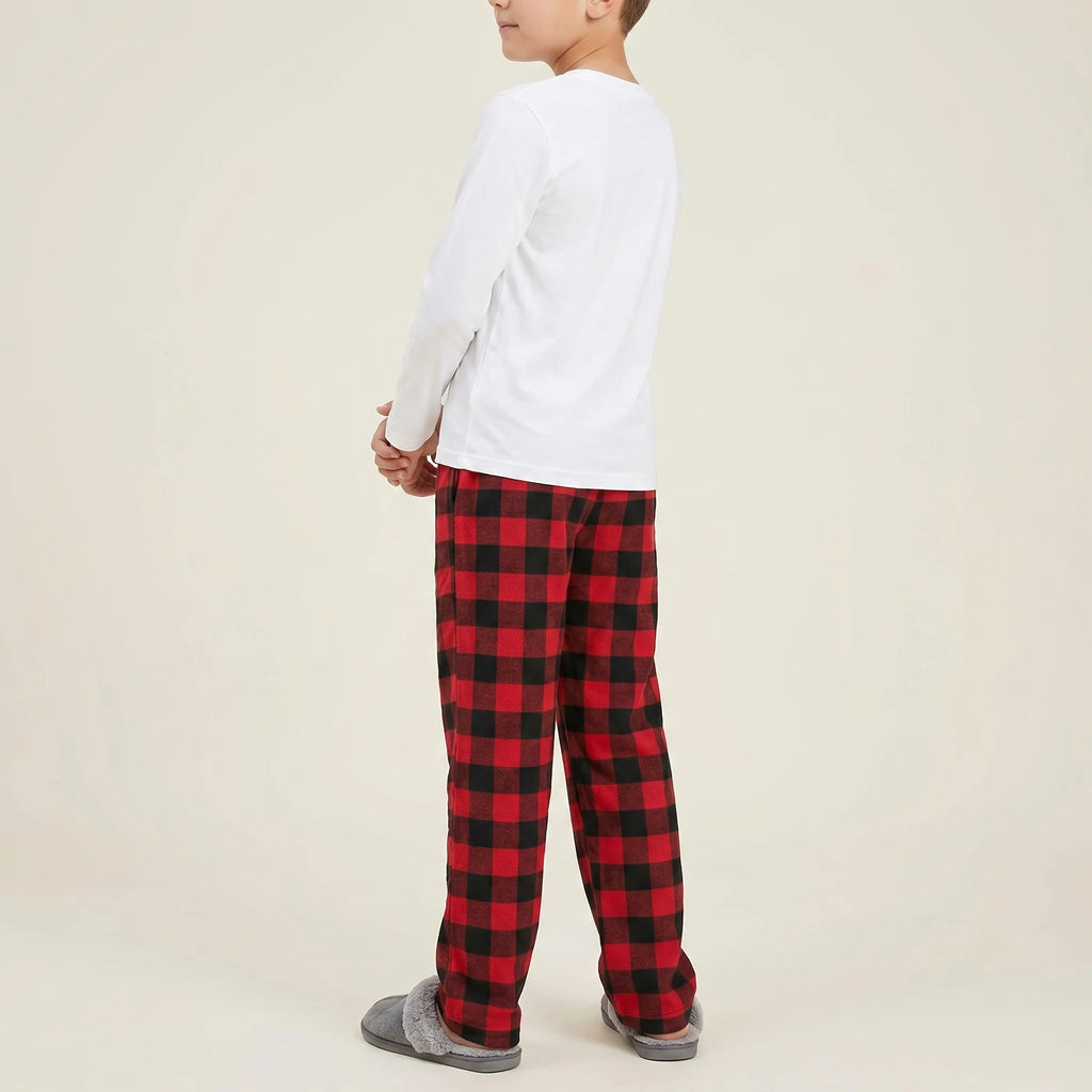 Kids Flannel Pajamas with Pockets Soft Cotton Children's Sleepwear Long Sleeve Thermal Pajamas for Boys And Girls