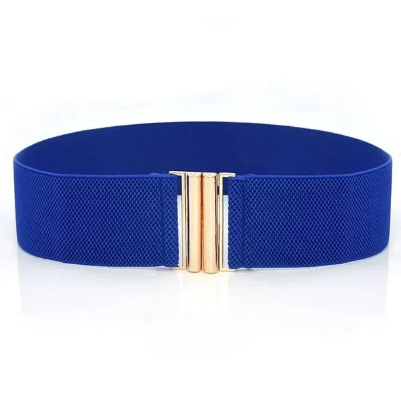 Women Elastic Band Wide Belts Simple Down Coat Waist Belt Female Black Strap Dress Decoration Accessories Metal Buckle Waistband