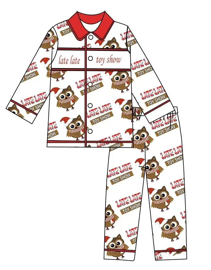Custom Boutique Children Christmas Pyjamas Set Kids High Quality Frills Girls Boys Pajamas Clothing