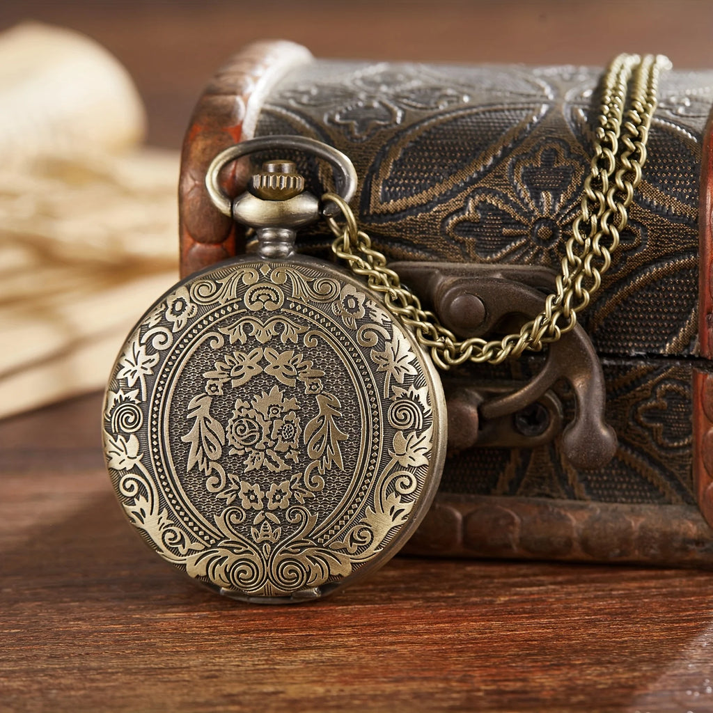 Retro nostalgic classical carved Zinc alloy case flip cover women men pocket watches necklaces hanging watches quartz watch