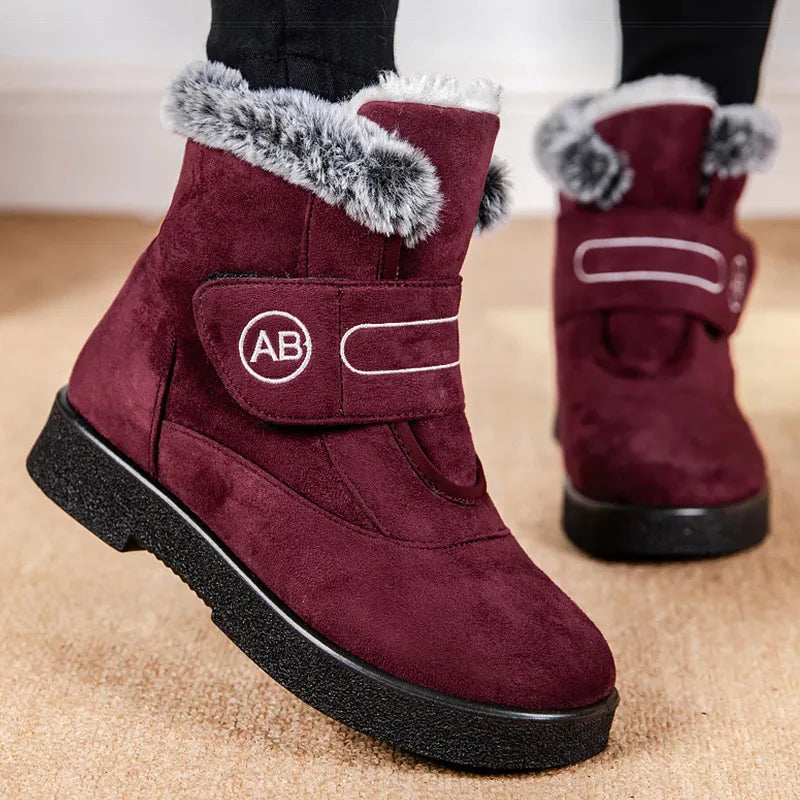 Women's Boots Women Ankle Boots With Warm Fur Botas Mujer Low Heels Winter Shoes For Woman Snow Boots Elegant Black Booties